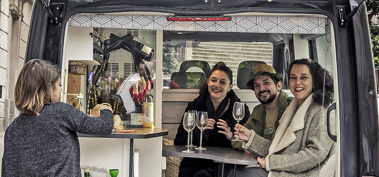 Group in dining car